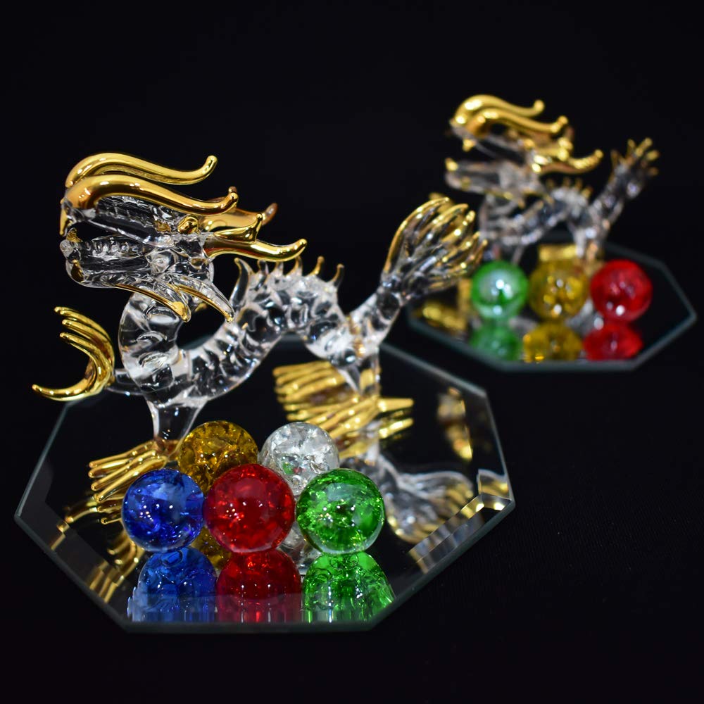 フォーカート ガラス製ドラゴン 龍 開運 金皇帝 FG40XS 金色の玉付き